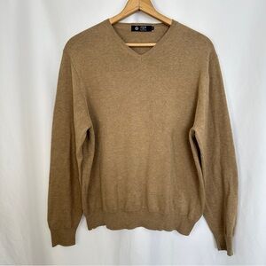 J. Crew Sweater Mens XL V-Neck Brown Cotton Pullover Academia Casual